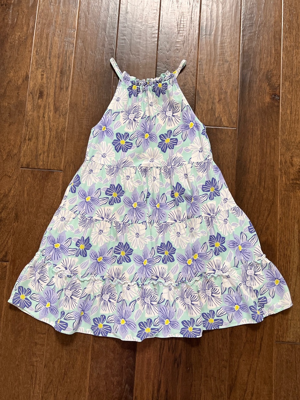 Zara Girls Tropical Floral Tiered Dress Green Lavender White Sz 11/12 fits 10/12 - Picture 11 of 14
